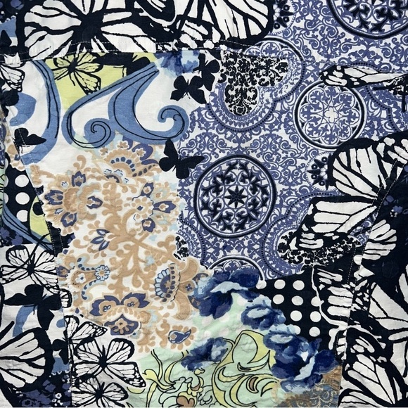 Christopher & Banks Abstract Blue Print Denim Jean Jacket Size Medium - Picture 7 of 14